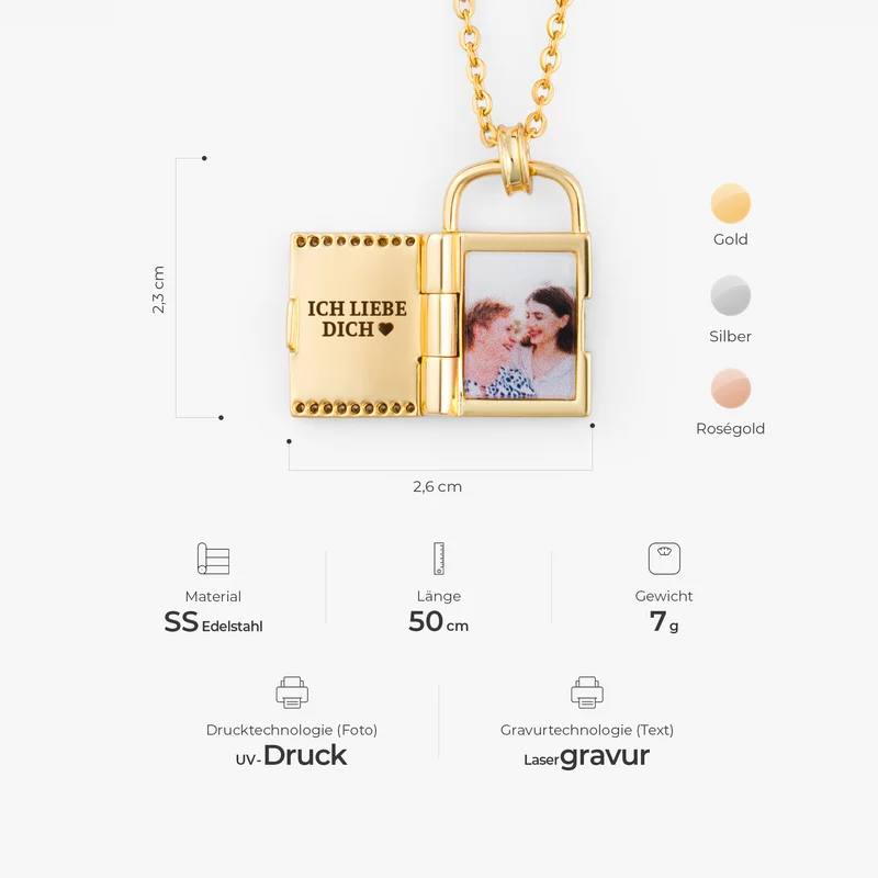 Schloss Mit Geheimer Nachricht - Personalisiertes Geschenk | Halskette Damen & Männer