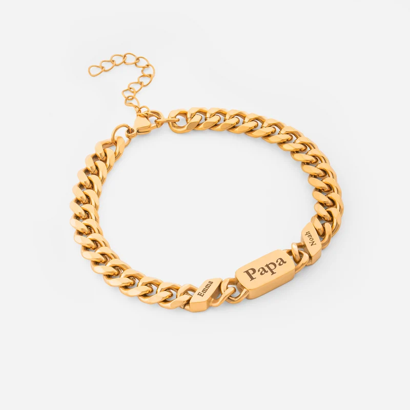 Cuban Link & Rechteckige Namensschilder - Personalisierte Geschenke Für Männer | Armbänder