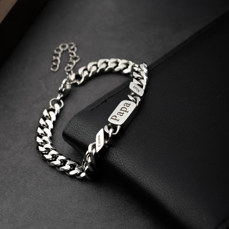 Cuban Link & Rechteckige Namensschilder - Personalisierte Geschenke Für Männer | Armbänder