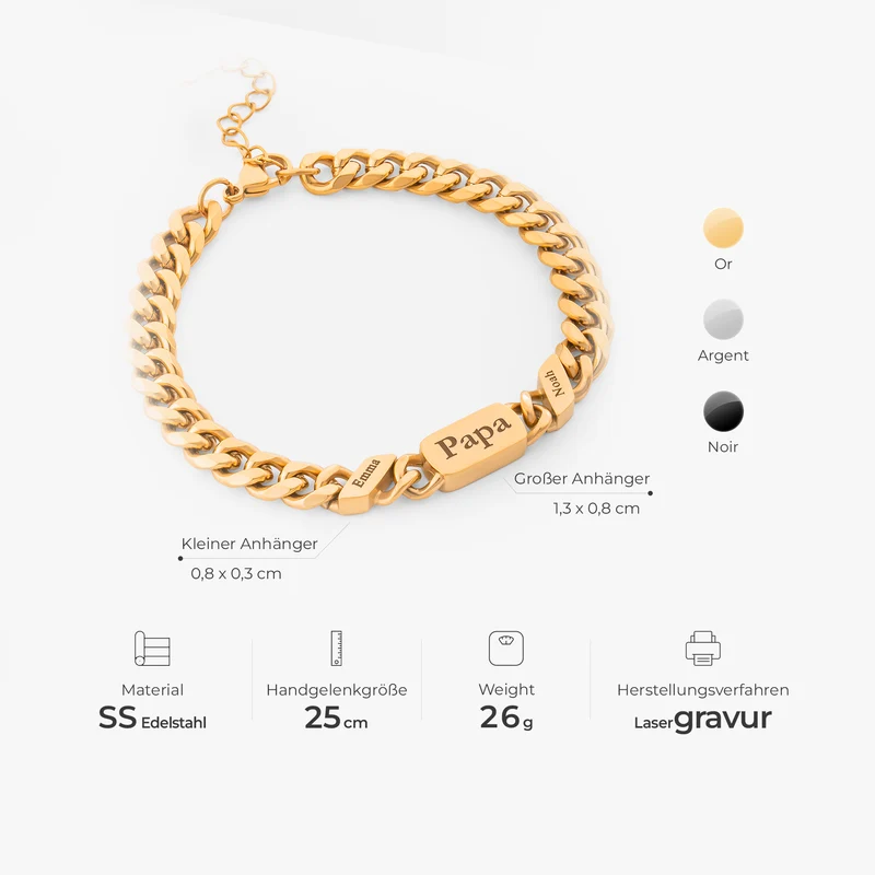 Cuban Link & Rechteckige Namensschilder - Personalisierte Geschenke Für Männer | Armbänder
