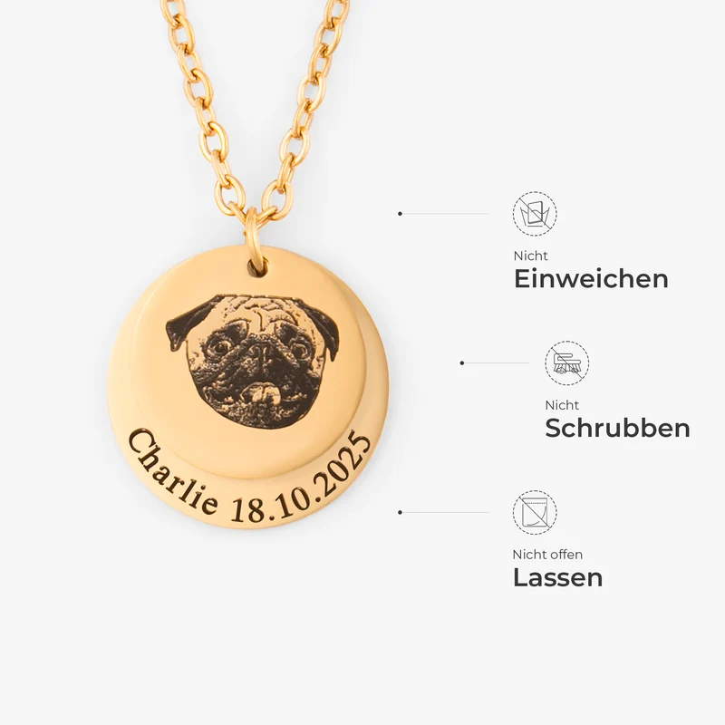 Portrait & Datum - Personalisierte Haustier Geschenke | Halskette