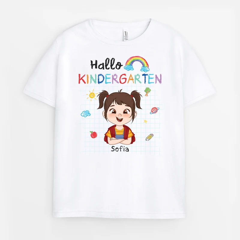 Hallo Kindergarten/Klasse Regenbogen - Personalisiertes Geschenk | T Shirts Kinder