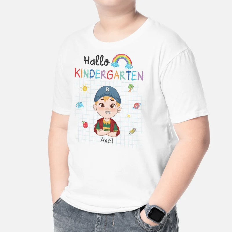 Hallo Kindergarten/Klasse Regenbogen - Personalisiertes Geschenk | T Shirts Kinder