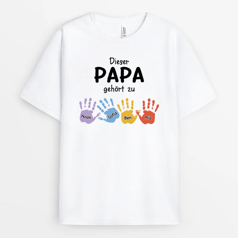 Dieser Papa Gehört Zu Handabdruck - Personalisiertes Geschenk | T Shirt Papa