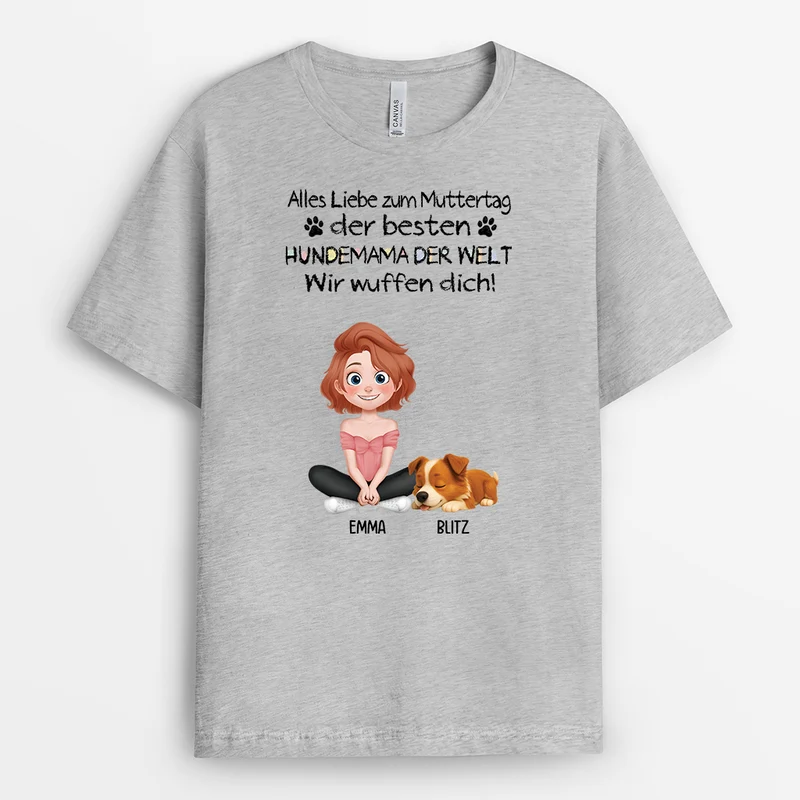 Vatertag Hundepapa Ich Wuff Dich Cartoon Buntstifte - Personalisiertes Geschenk | Hunde T-shirts