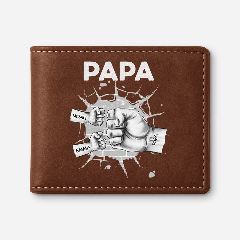 Papa & Kinder Zerbrochene Wand - Personalisierte Geschenke Herren | Portemonnaie