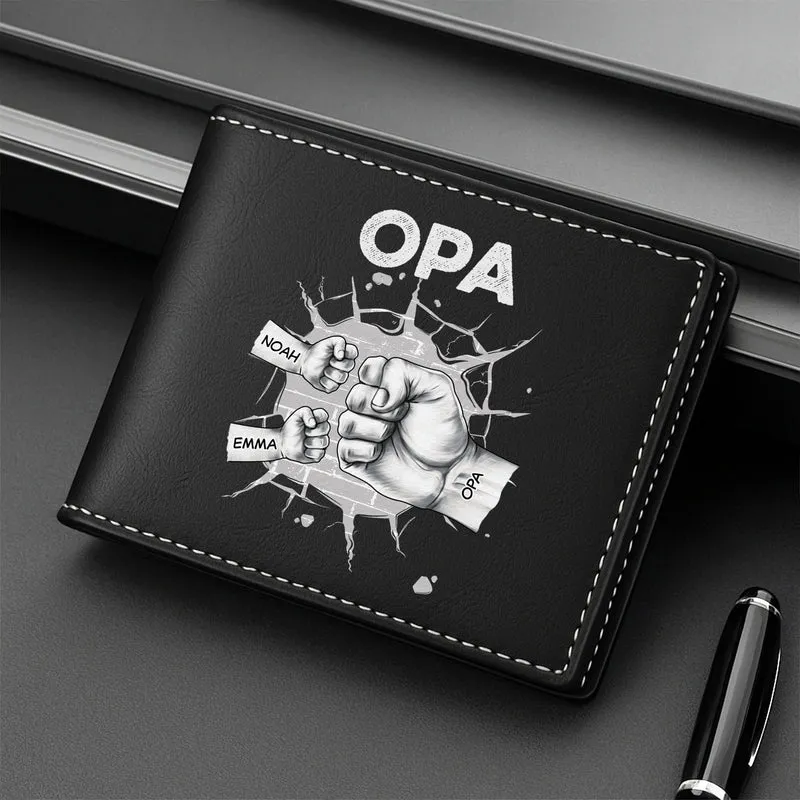 Papa & Kinder Zerbrochene Wand - Personalisierte Geschenke Herren | Portemonnaie