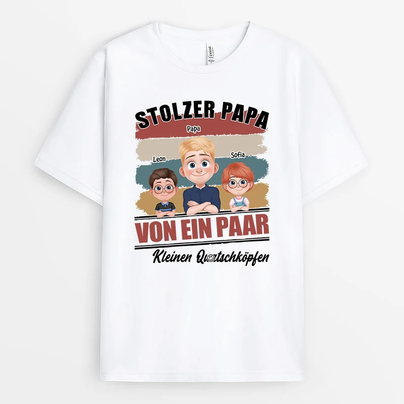 Stolzer Papa Einiger Kleiner Chaoten - Personalisiertes Geschenk | Lustiges T Shirt Papa