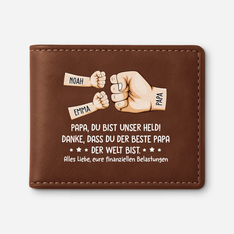 Papa Du Bist Unser Held - Personalisierte Geschenke Herren | Portemonnaie