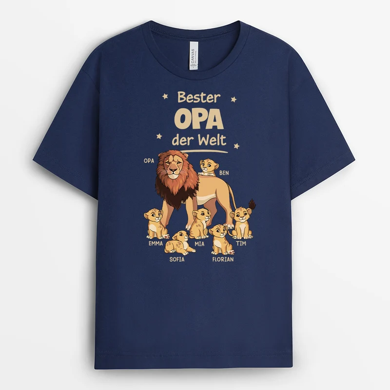 Bester Papa Der Welt Löwe - Personalisiertes Geschenk | Weißes T Shirt Papa