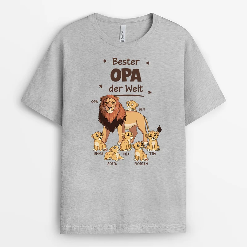 Bester Papa Der Welt Löwe - Personalisiertes Geschenk | Weißes T Shirt Papa
