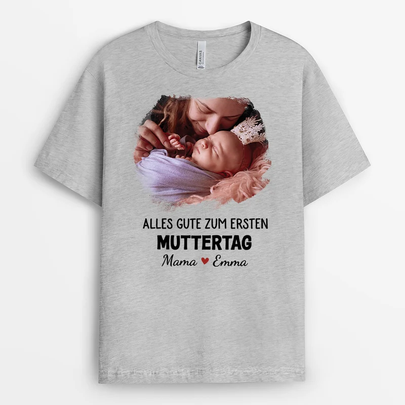 Unser Erster Vatertag Zusammen - Personalisiertes Geschenk | Weißes T Shirt Papa mit Foto