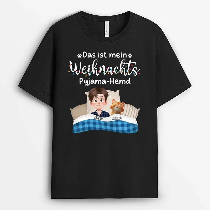 Das Ist Mein Weihnachtspyjama-Hemd - Personalisierte Geschenke Katze | Schlafshirt