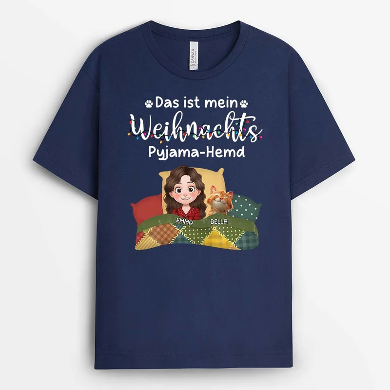 Das Ist Mein Weihnachtspyjama-Hemd - Personalisierte Geschenke Katze | Schlafshirt