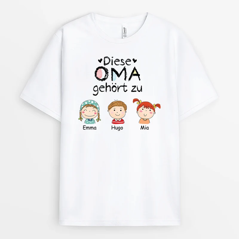 Diese Oma Gehört Zu - Personalisiertes Geschenk | Opa/Oma T Shirt Doodle Buntstifte