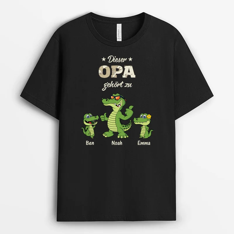 Dieser Opa/Papa Gehört Zu Krokodile - Personalisiertes Geschenk | Cooles T-Shirt für Männer