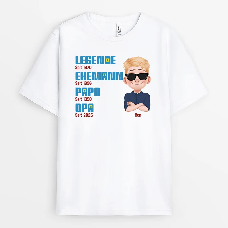 Die Legende Seit Cartoon - Personalisiertes Geschenk | T Shirt Papa
