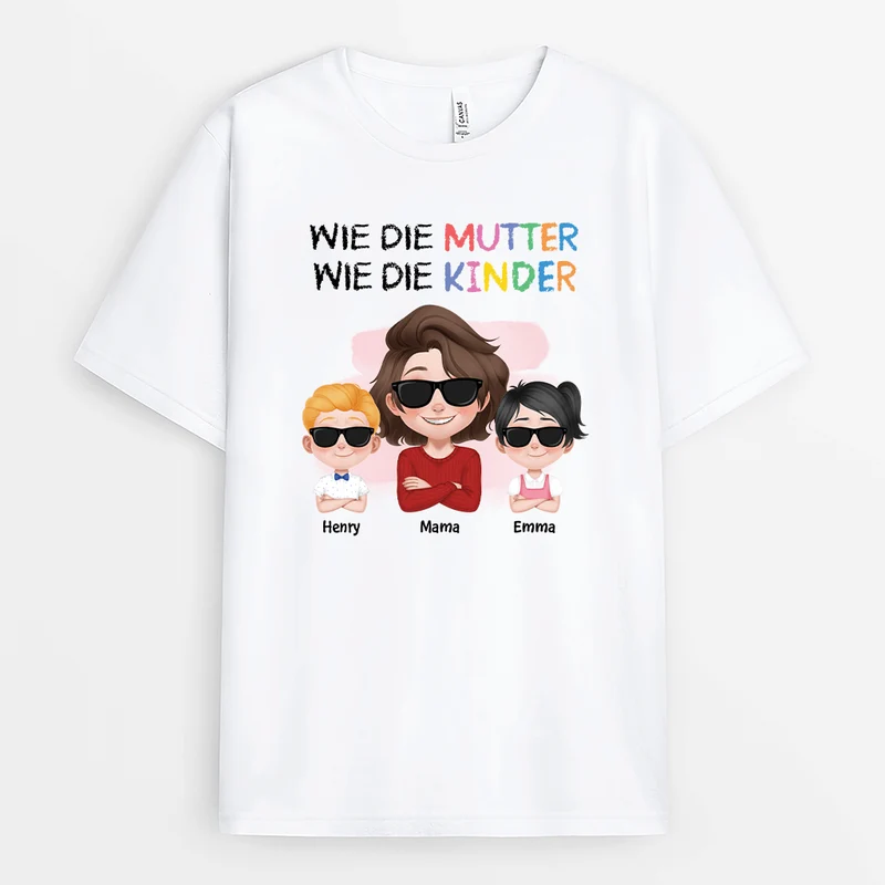 Wie Die Mutter So Die Kinder Cartoon - Personalisiertes Geschenk | Stivolles Mama T-Shirt