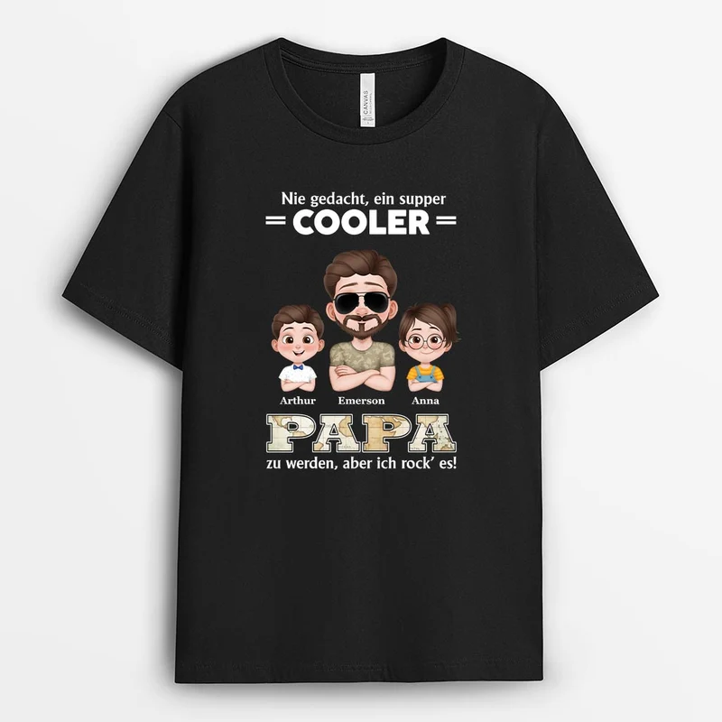 Nie Gedacht Ein Super Cooler Papa Zu Werden - Personalisierte Geschenke | Papa/Mama T Shirt