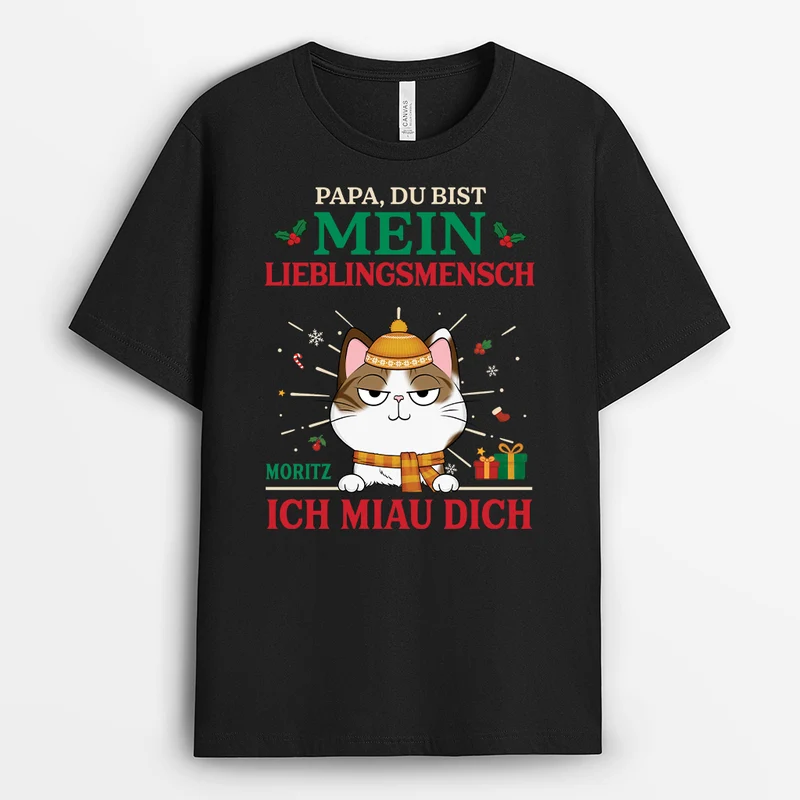 Du Bist Mein Lieblingsmensch - Personalisierte Weihnachtsgeschenke | Katzen T-Shirt