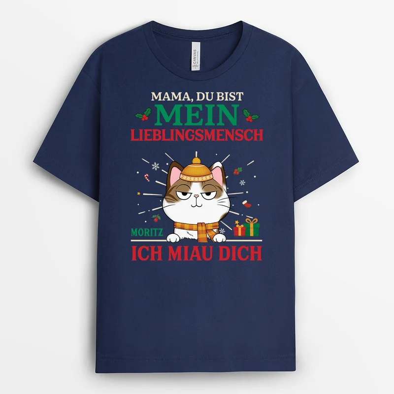 Du Bist Mein Lieblingsmensch - Personalisierte Weihnachtsgeschenke | Katzen T-Shirt