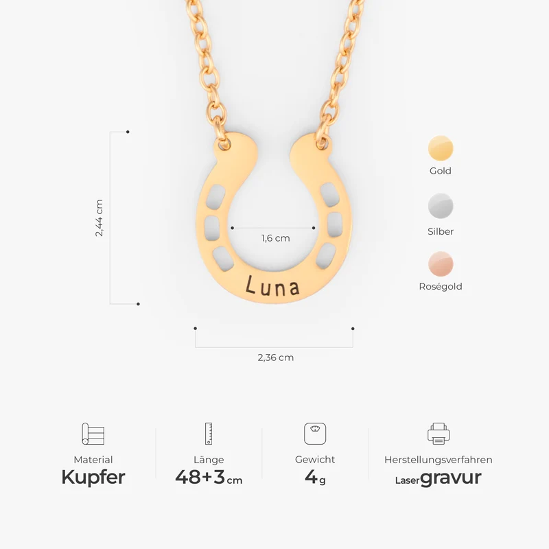 Hufeisen Kette - Personalisierte Geschenke Pferd | Namenskette