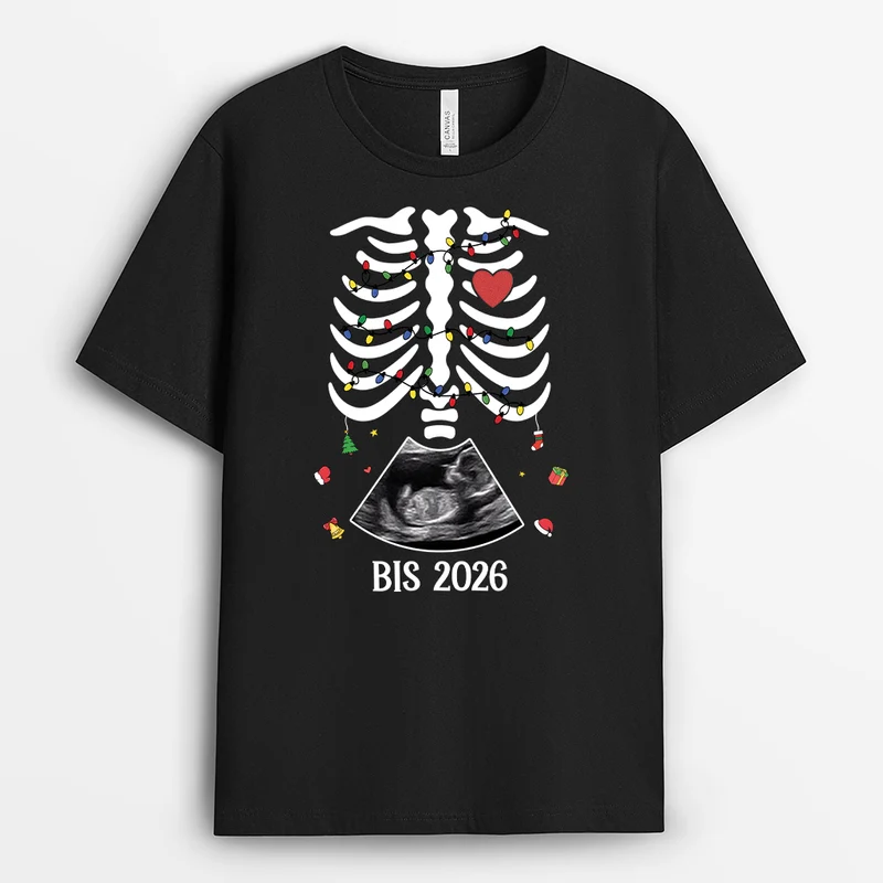 Bis 2026 - Personalisierte Weihnachtsgeschenke | T Shirt Ultraschall Foto Werdende Mama