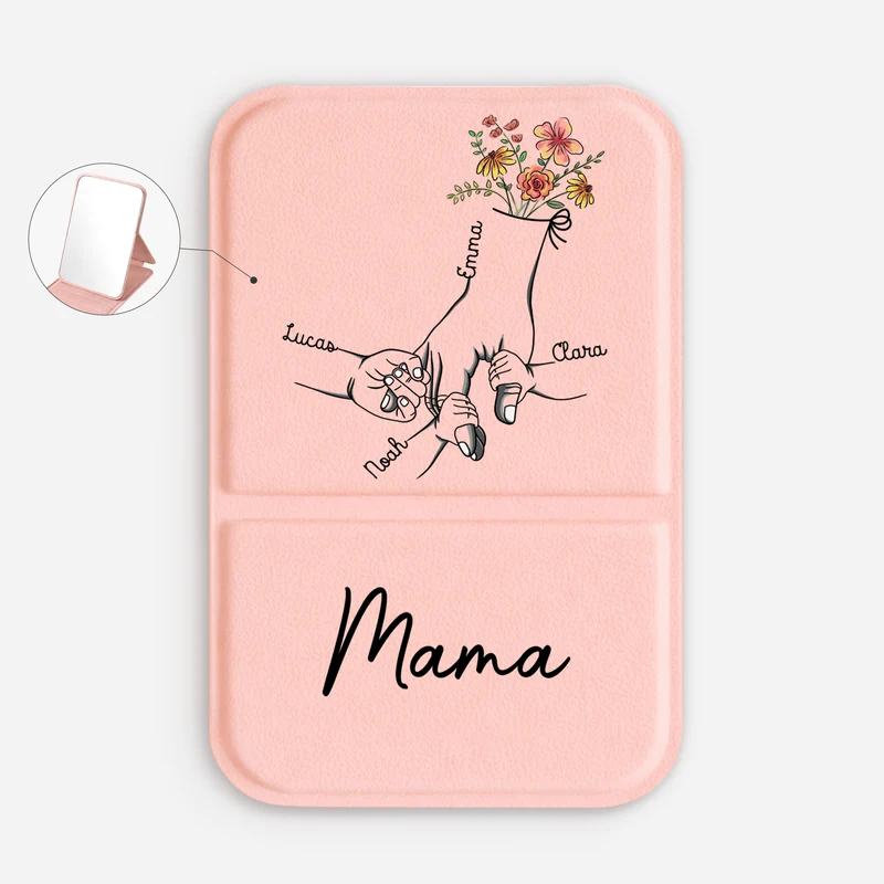 Hand In Hand Blumen - Personalisiertes Geschenk | Taschenspiegel Mama/Oma