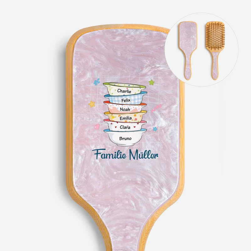 Die Familie - Personalisierte Geschenke Familie | UV Druck Acetat & Holz Haarbürste Schüsseln