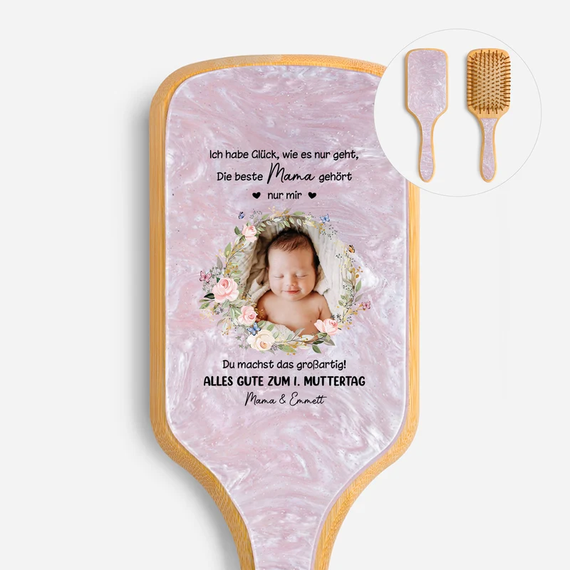 1. Muttertag/Vatertag - Personalisierte Geschenke Foto | UV Druck Acetat & Holz Haarbürste Mama/Papa