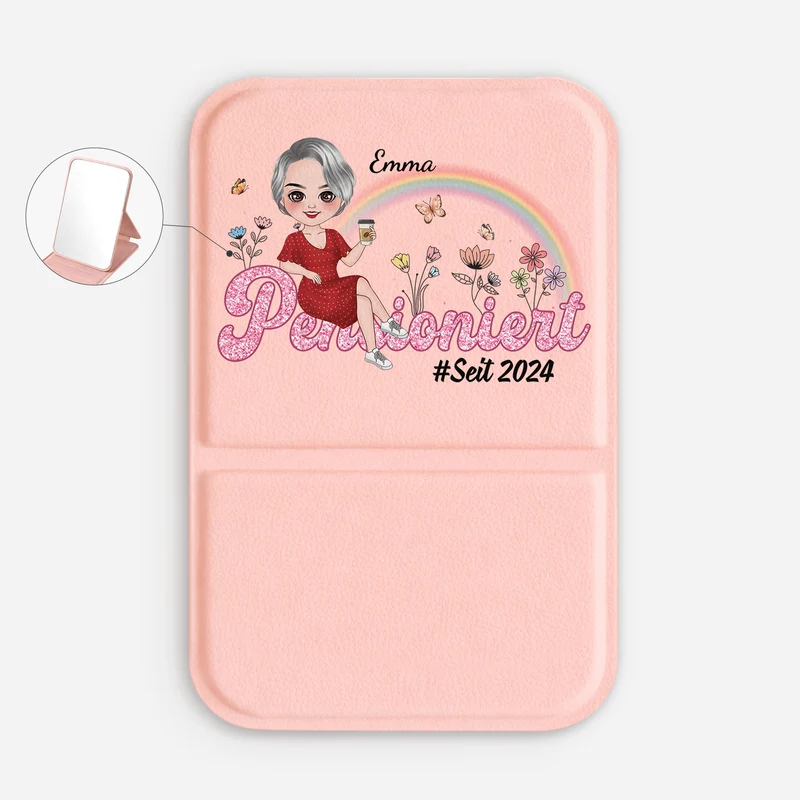 Im Ruhestand - Personalisiertes Geschenk | Taschenspiegel Oma/Mama