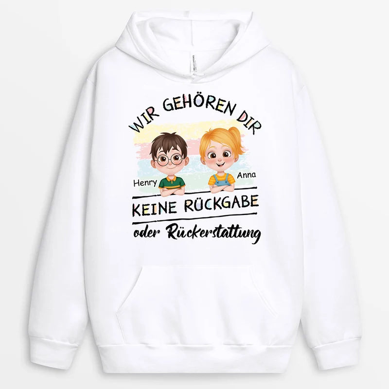 Wir Gehören Dir - Personalisiertes Geschenk | Mama/Papa Hoodie Weiß