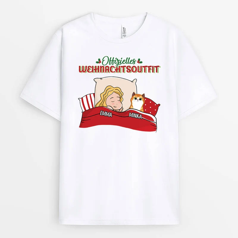 Offizielles Weihnachtsoutfit Mit Katzen - Personalisiertes Geschenk | T-shirt für Katzenliebhaber