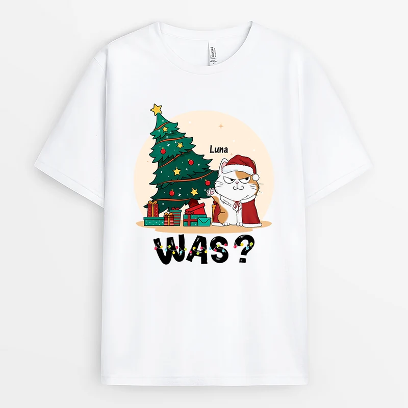 Katze Was? - Personalisiertes Geschenk | T-shirt für Katzenliebhaber