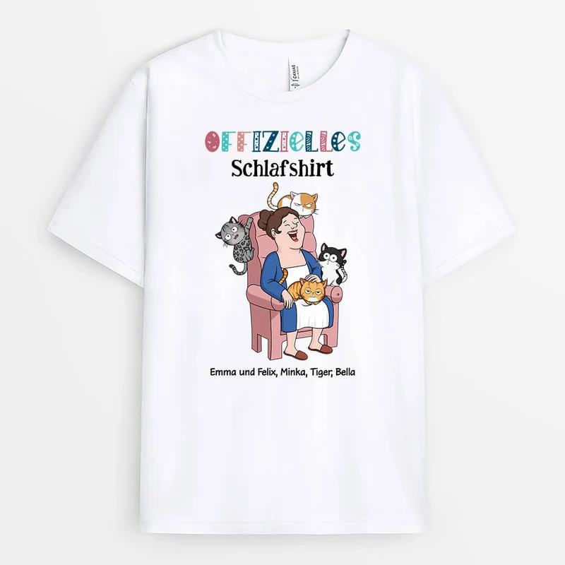 Offizielles Schlafshirt - Personalisierte Geschenke | T-shirt für Katzenliebhaber