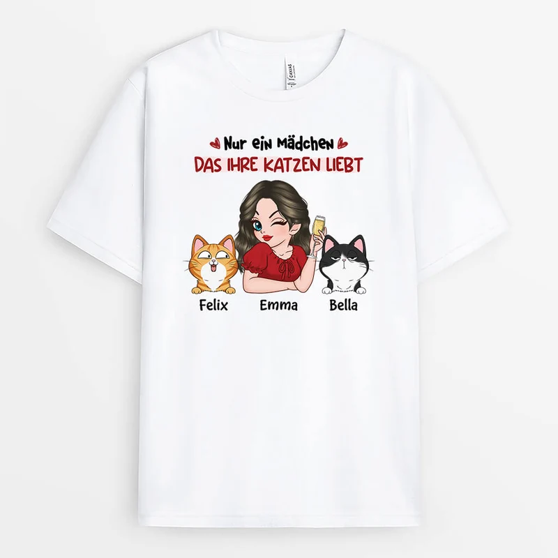 Nur Ein Mädchen Das Ihre Katze Liebt - Personalisiertes Geschenk | T-Shirt für Katzenliebhaberin