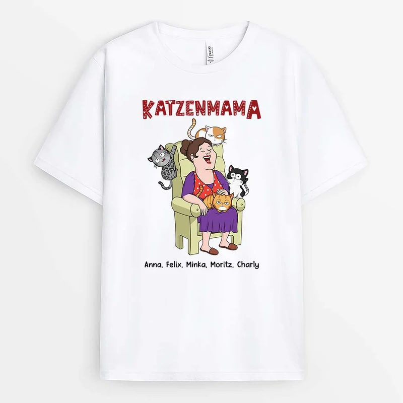 Katzenmama Kuschelzeit Mit Meiner Stubentiger - Personalisiertes Geschenk | T-Shirt für Damen