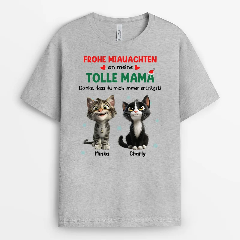 Meowy Catmas - Personalisierte Weihnachtsgeschenke | Katzen T-Shirt