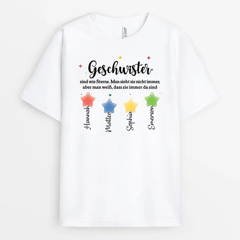 Geschwister Sind Wie Sterne - Personalisiertes Geschenk | T Shirt Freundin/Bruder/Schwester