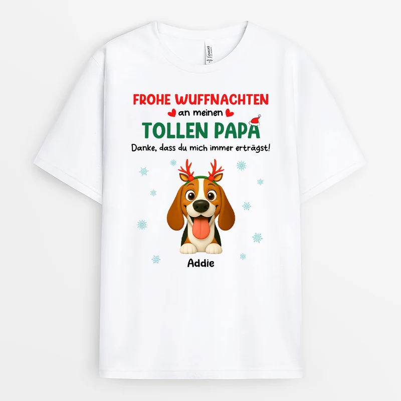 Merry Woofmas - Personalisierte Weihnachtsgeschenke | T Shirt Hund