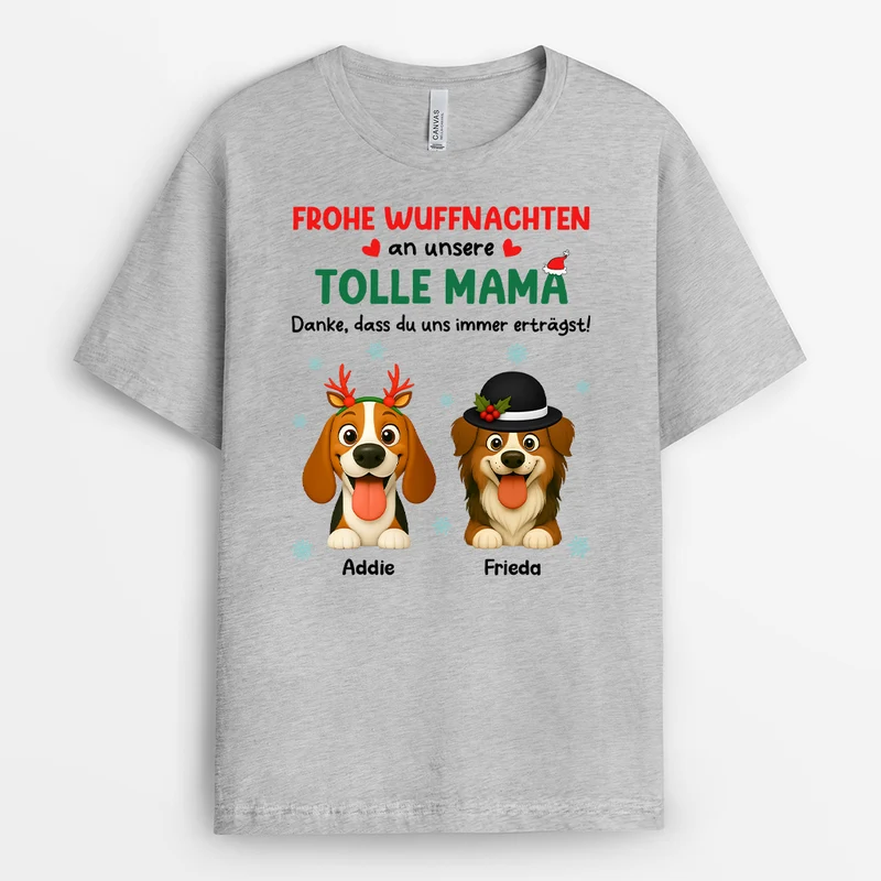 Merry Woofmas - Personalisierte Weihnachtsgeschenke | T Shirt Hund