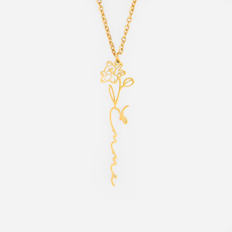 Kette Geburtsblume Mit Namen - Personalisierte Geburtstagsgeschenke | Halskette Damen & Männer