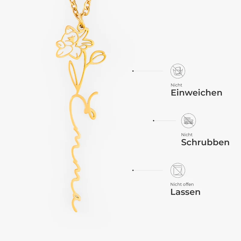 Kette Geburtsblume Mit Namen - Personalisierte Geburtstagsgeschenke | Halskette Damen & Männer