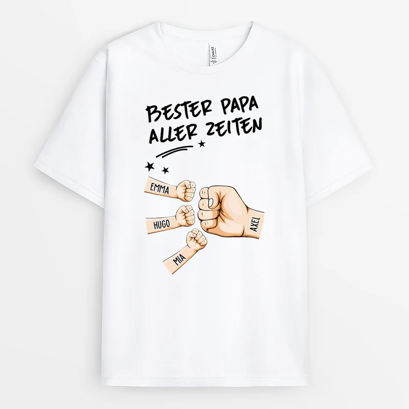 Bester Papa Aller Zeiten - Personalisiertes Geschenk | T Shirt Papa Im Basic Stil