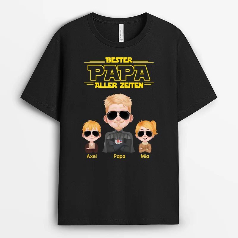 Bester Papa Aller Zeiten Cartoon Armeemuster - Personalisiertes Geschenk | T Shirt Papa