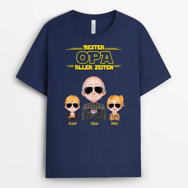 Bester Papa Aller Zeiten Cartoon Armeemuster - Personalisiertes Geschenk | T Shirt Papa
