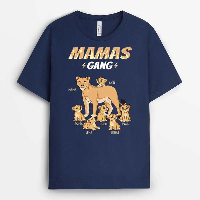 Papas Gang Löwe Feuermuster - Personalisiertes Geschenk | T Shirt Papa