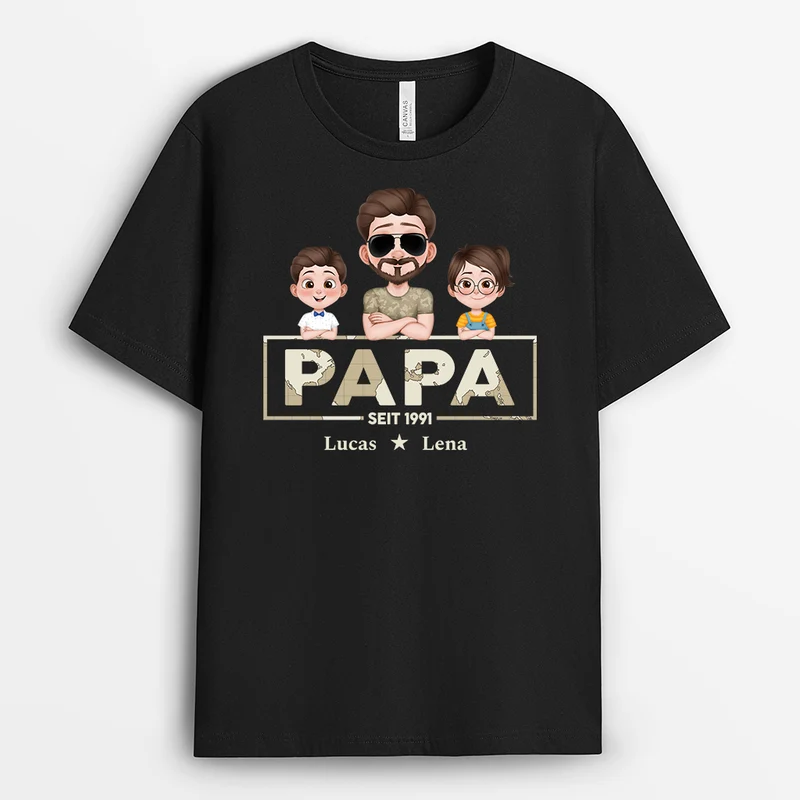 Papa Seit Cartoon - Personalisiertes Geschenk | T Shirt Papa