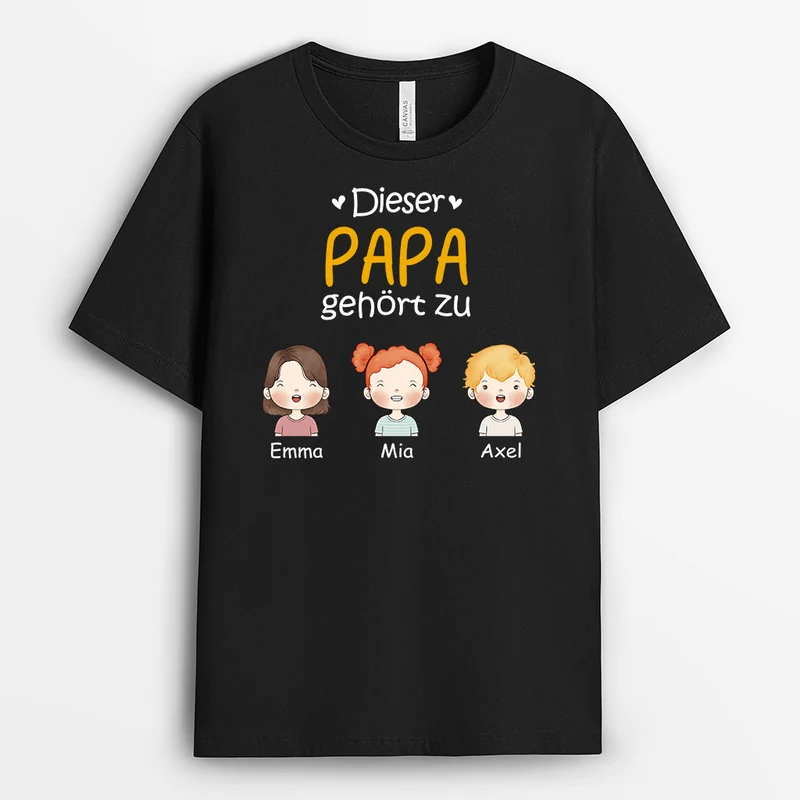 Dieser Papa Gehört Zu Chibi - Personalisiertes Geschenk | Schwarzes T Shirt Papa
