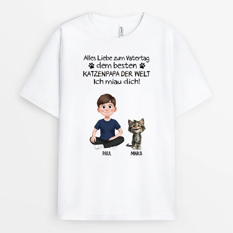 Vatertag Katzenpapa Ich Miau Dich Cartoon Buntstifte - Personalisiertes Geschenk | Katze T-Shirts